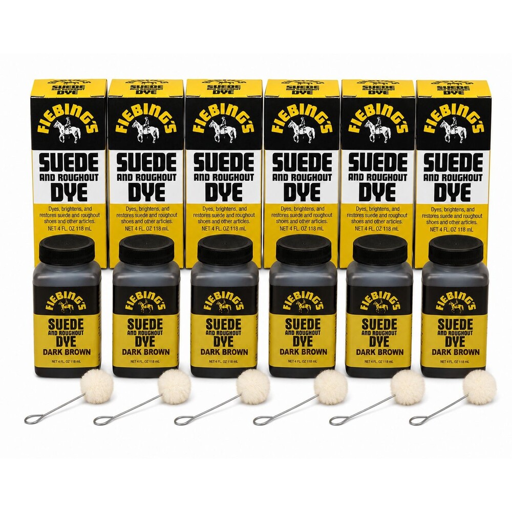 Fiebing's Suede & Roughout Dye Dark Brown 4 oz Case of 6 Leather Dye NEW